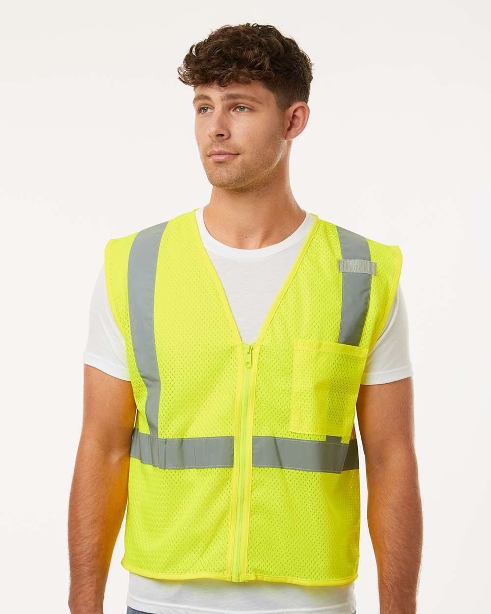 Kishigo-1089-1090-Single Pocket Zipper Mesh Vest - Image 4
